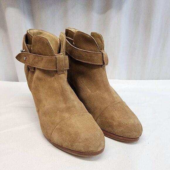 Rag & Bone Women's Harrow Suede Ankle Boot  Size US 7 Camel Block Heel - Picture 1 of 13